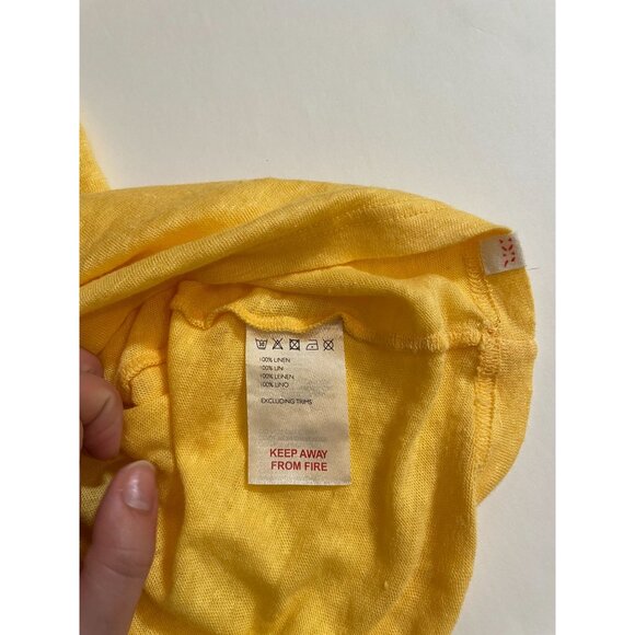 Derek Rose mustard yellow linen scoop neck tee - Picture 3 of 4